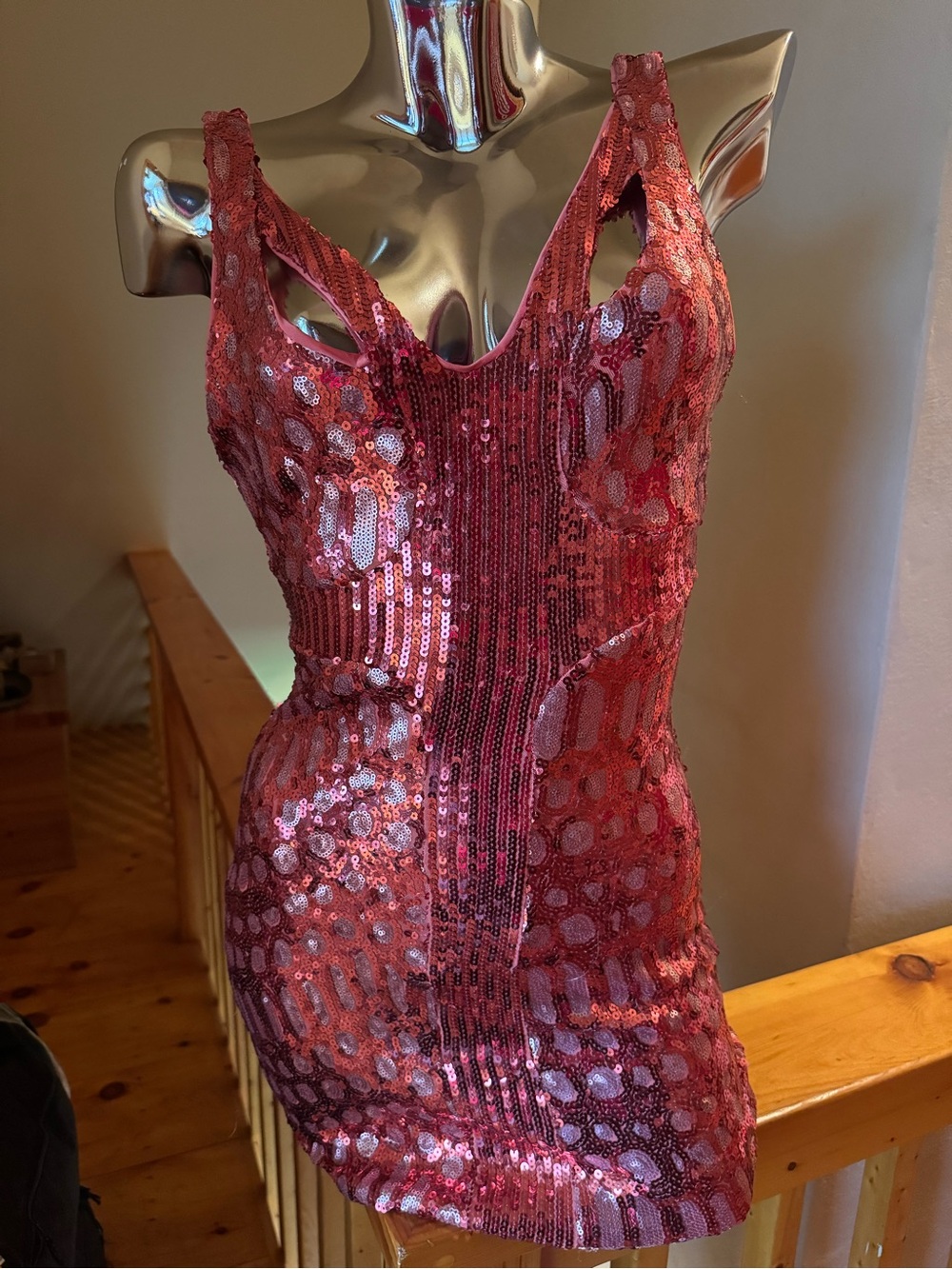 bebe Rose Sequin Bodycon Mini Dress